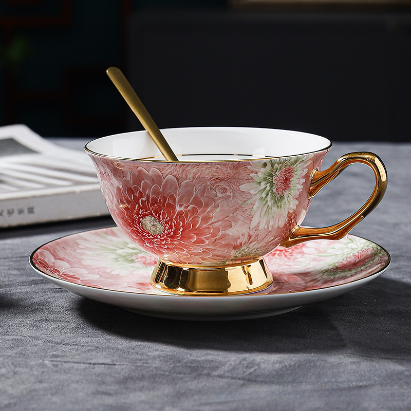 高顏值輕奢小眾骨瓷咖啡杯碟套裝