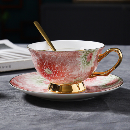 高顏值輕奢小眾骨瓷咖啡杯碟套裝