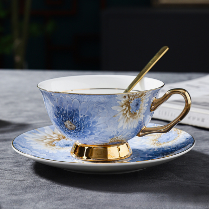 高顏值輕奢小眾骨瓷咖啡杯碟套裝