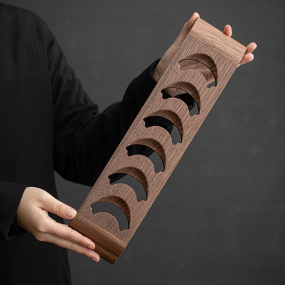 胡桃木笑口茶杯瀝水架收納架