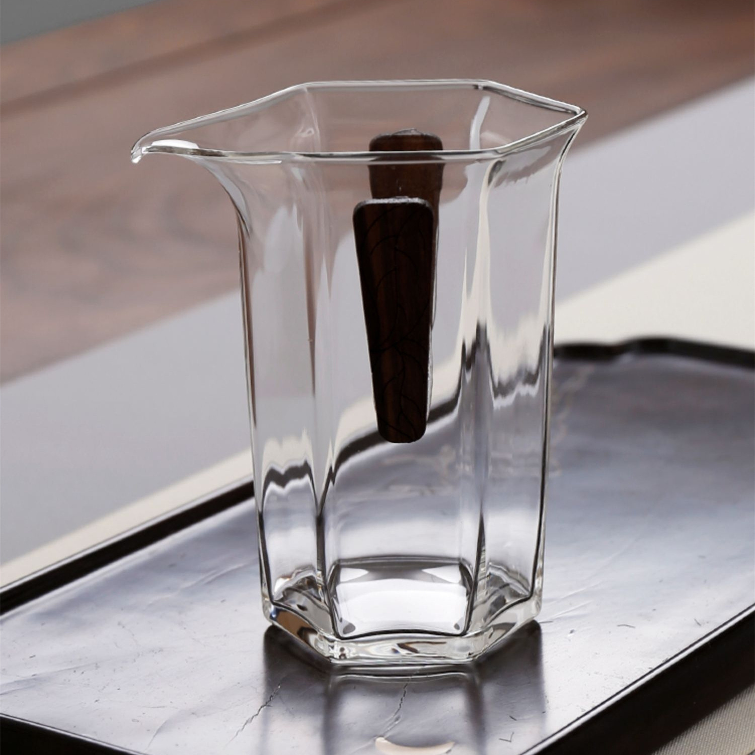 六角公道杯胡桃木手柄茶漏功夫茶具