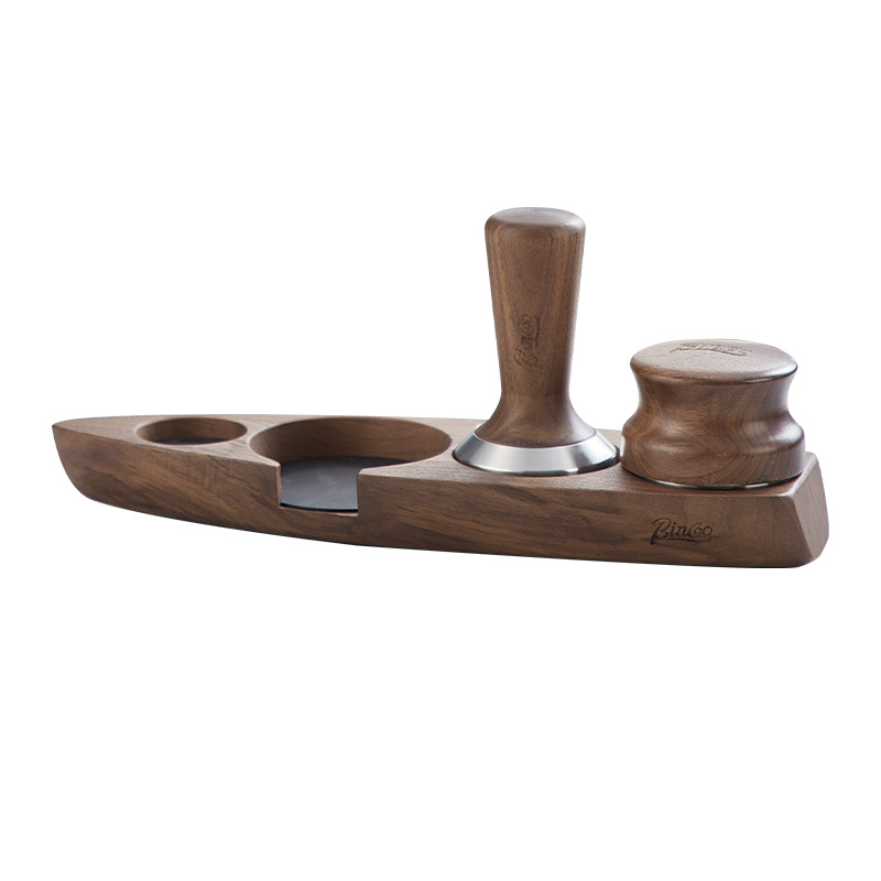 意式船型胡桃木壓粉座佈粉器收納套裝