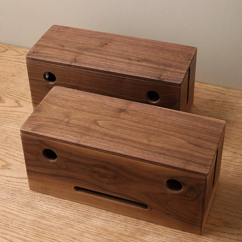 胡桃木插排收納盒