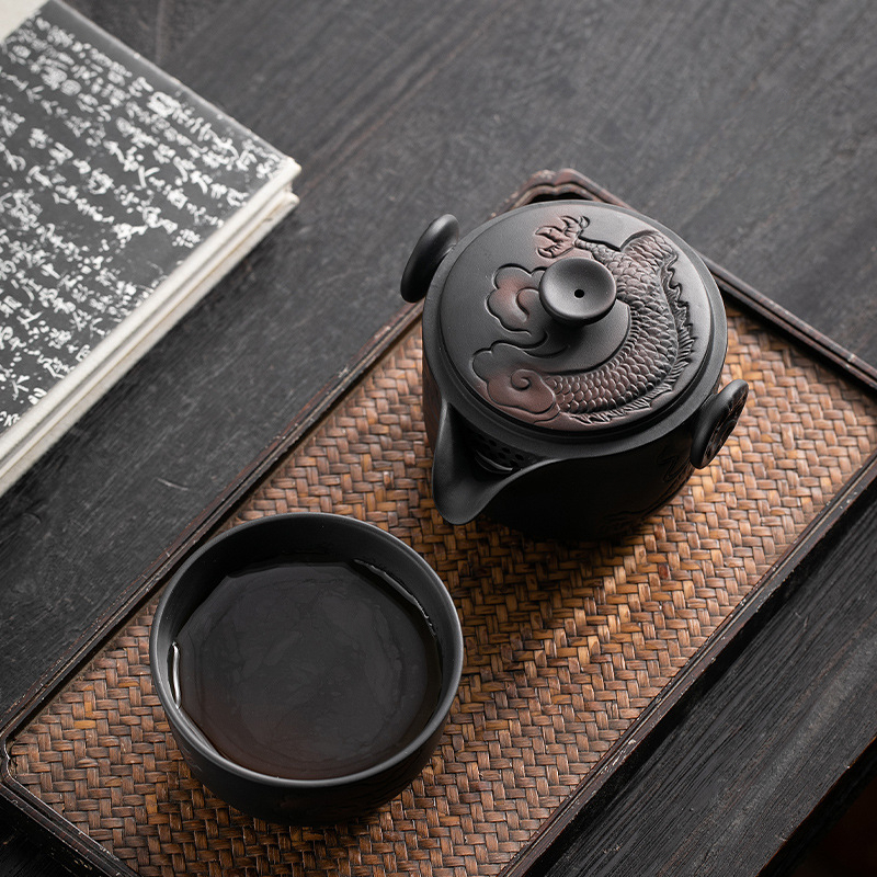 快客杯一壺一杯紫陶手抓泡茶壺