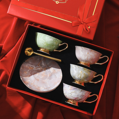 嚴選骨瓷咖啡杯碟設計感禮品套裝