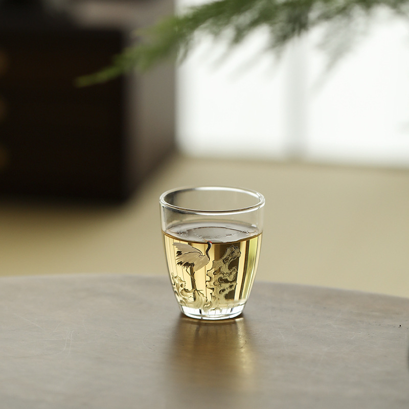 松鶴透明品茗杯小號