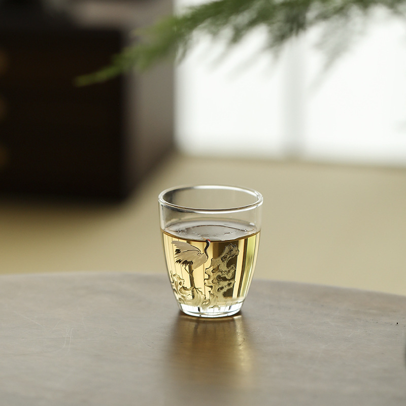 松鶴透明品茗杯小號