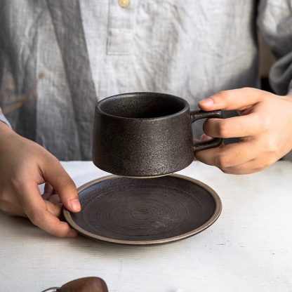 日式復古魚趣咖啡杯碟套裝