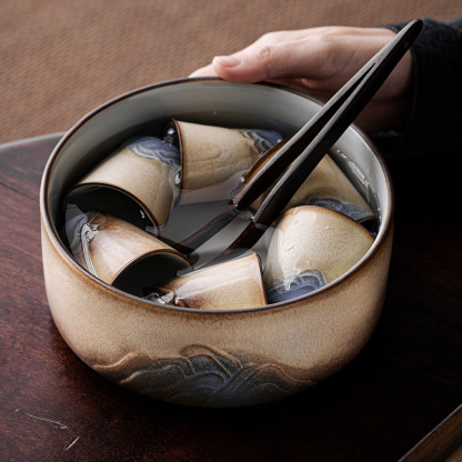 窯變品茗杯漸變山底