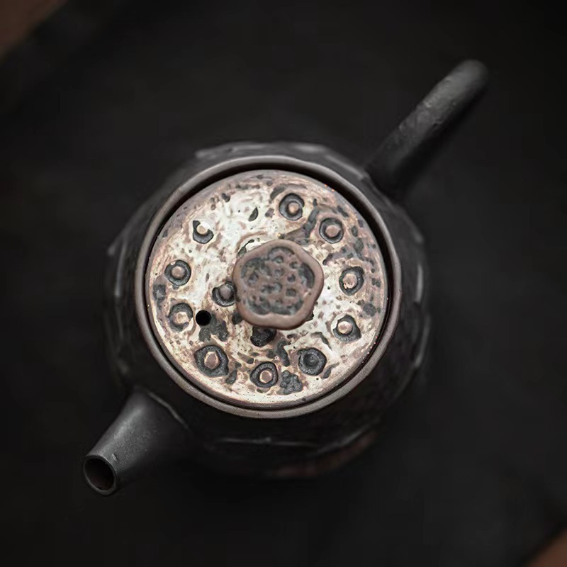 侘寂風手工浮雕正把壺