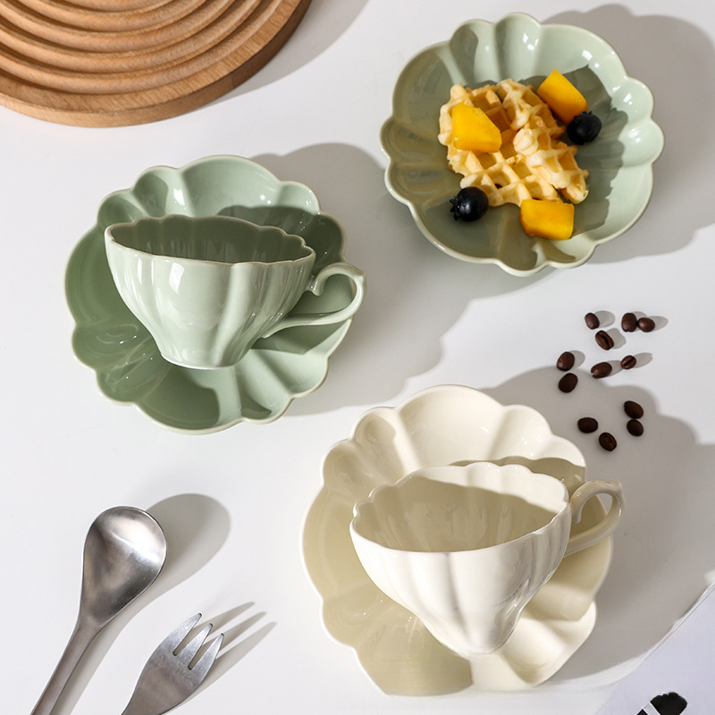 奶油系陶瓷純色咖啡杯