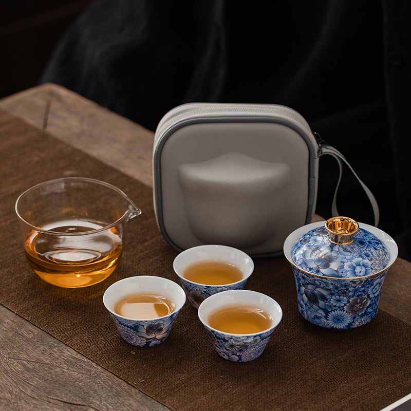繁花快客杯旅行茶具