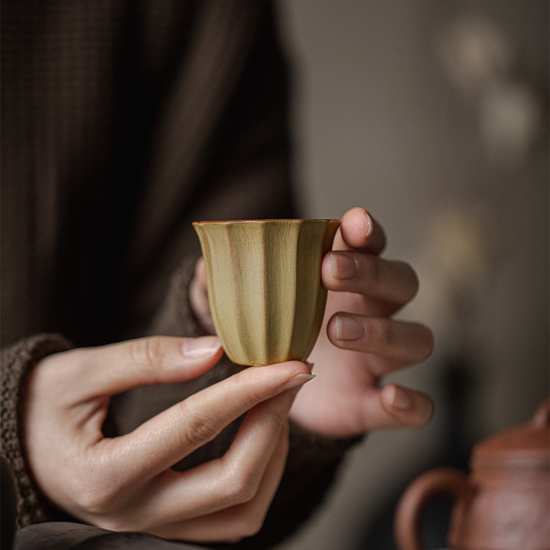 日式侘寂風粗陶品茗杯