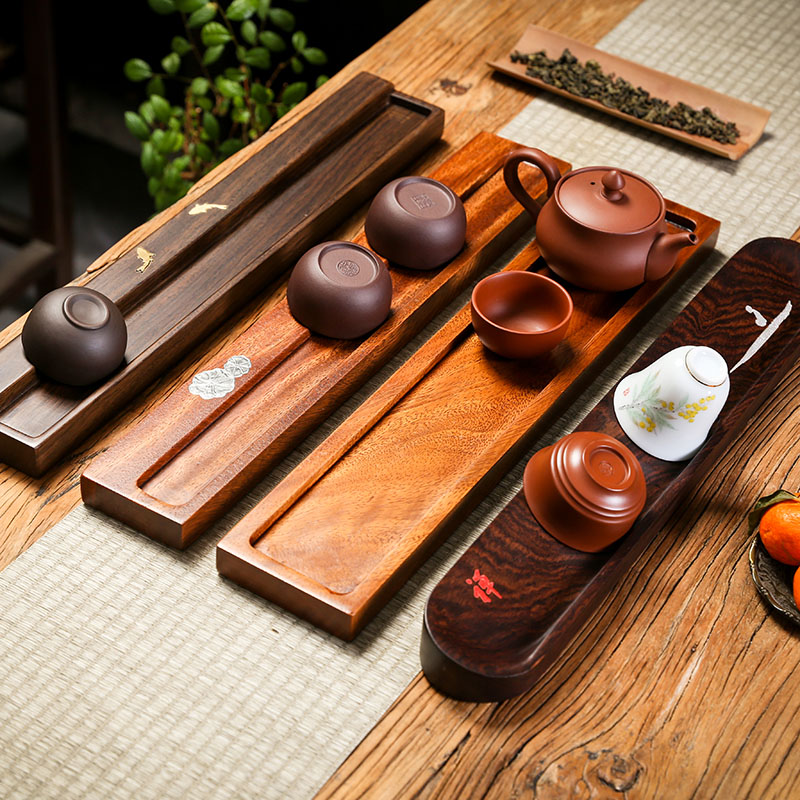 黑檀木功夫茶杯收纳架单层晾杯架茶具沥水置物架实木杯托茶道配件-Taobao