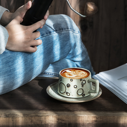 日式復古魚趣咖啡杯碟套裝