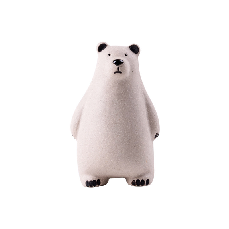 手工紫砂茶寵擺件創意可愛小熊茶玩壺蓋托