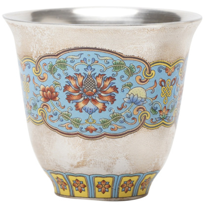 掐絲琺瑯彩鎏銀喝茶杯