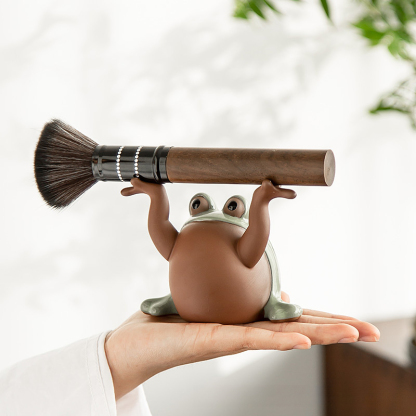 紫砂茶寵擺件精品可愛青蛙頂呱呱情趣茶玩