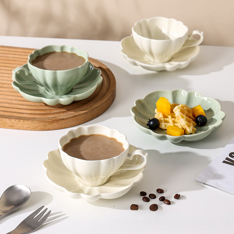 奶油系陶瓷純色咖啡杯