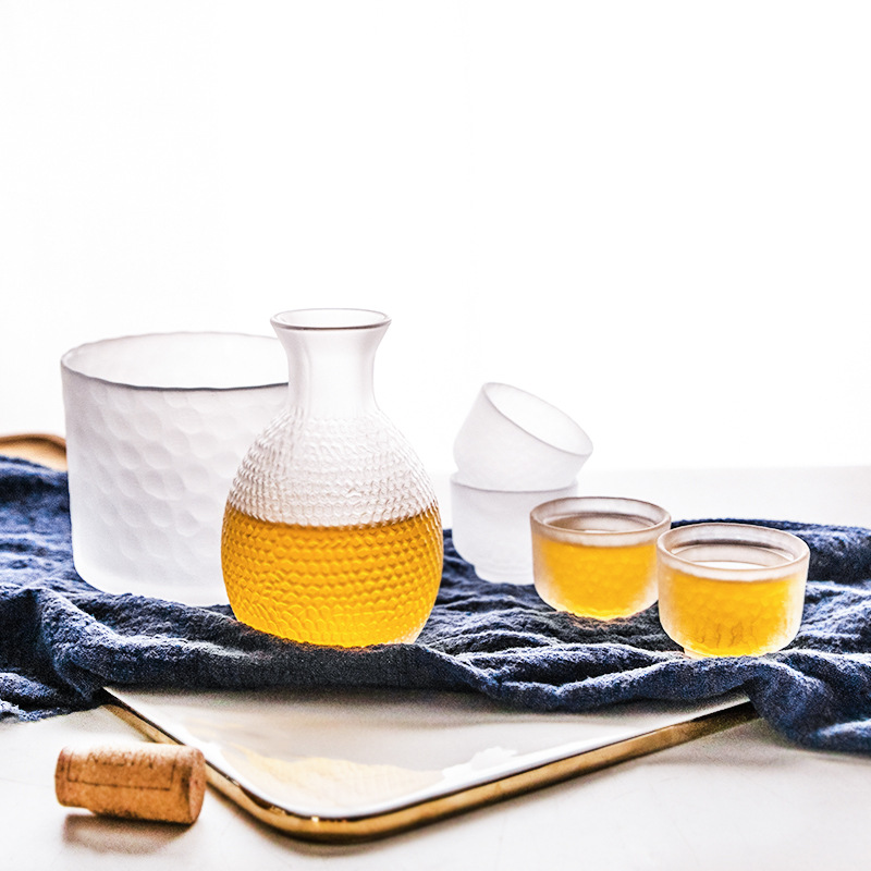 日式清酒壺套裝錘紋磨砂酒壺