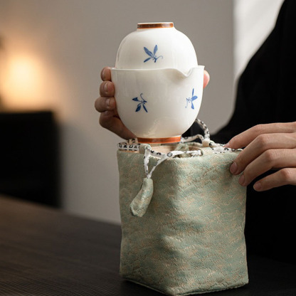 釉下手繪蝴蝶蘭花快客杯