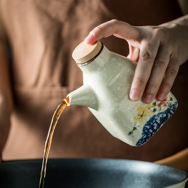 日式陶瓷清彩油壺調料壺