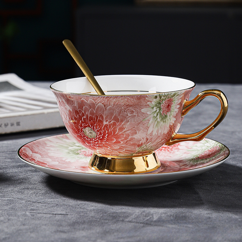 高顏值輕奢小眾骨瓷咖啡杯碟套裝