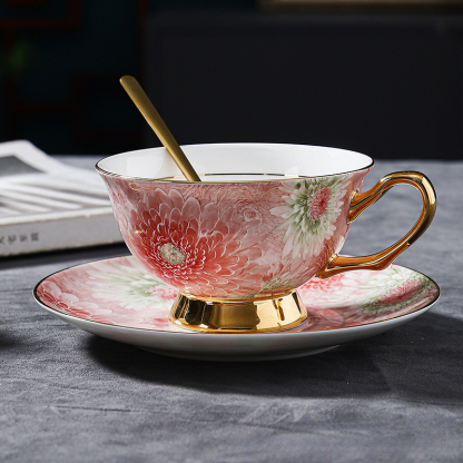 高顏值輕奢小眾骨瓷咖啡杯碟套裝