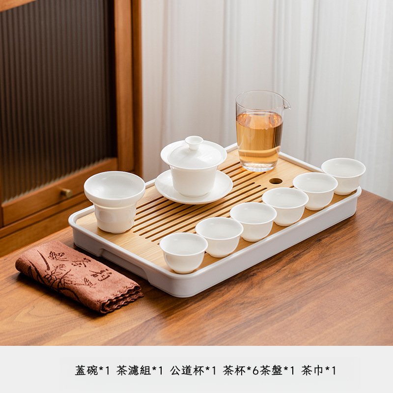 羊脂玉白瓷茶具套裝