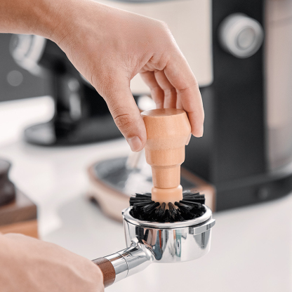 粉碗清潔毛刷咖啡機手柄實木清潔刷吧檯工具51/58mm通用