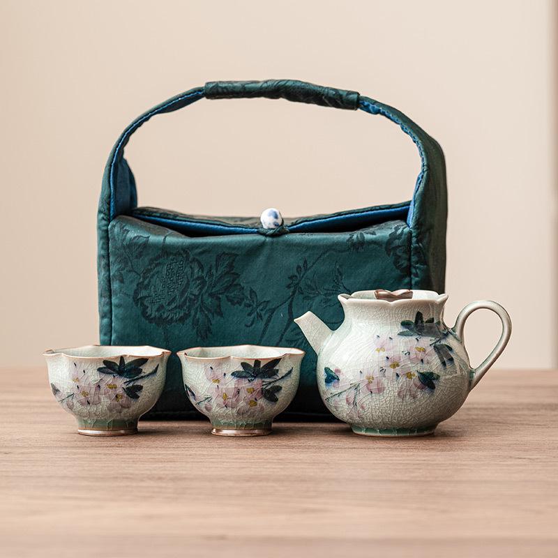 冰花手繪玉蘭花茶壺