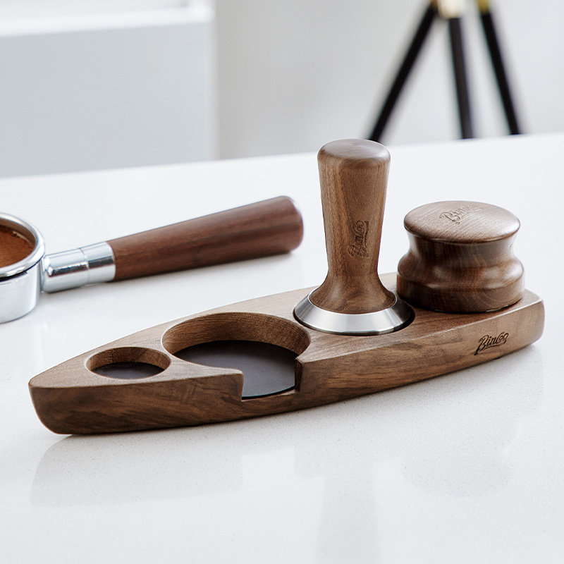 意式船型胡桃木壓粉座佈粉器收納套裝