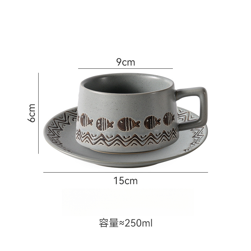 復古魚紋咖啡杯復