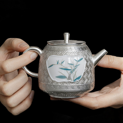 鎏銀竹子茶壺泡茶壺