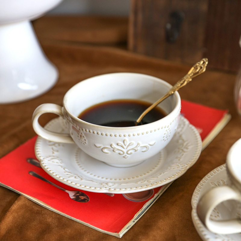 歐式浮雕拿鐵咖啡杯碟