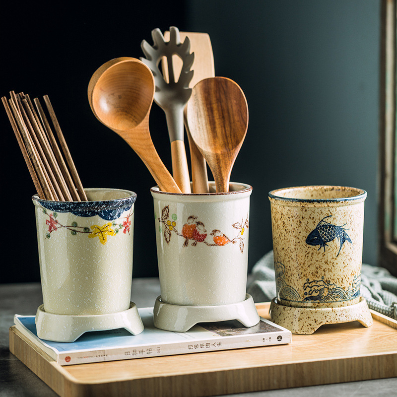 日式陶瓷筷子瀝水筒廚房置物架