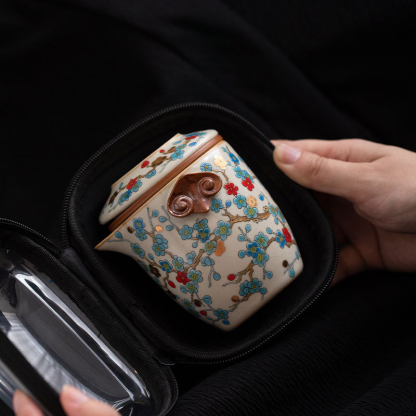 汝窯金梅快客杯一壺三杯