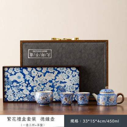 繁花汝窯茶具套裝