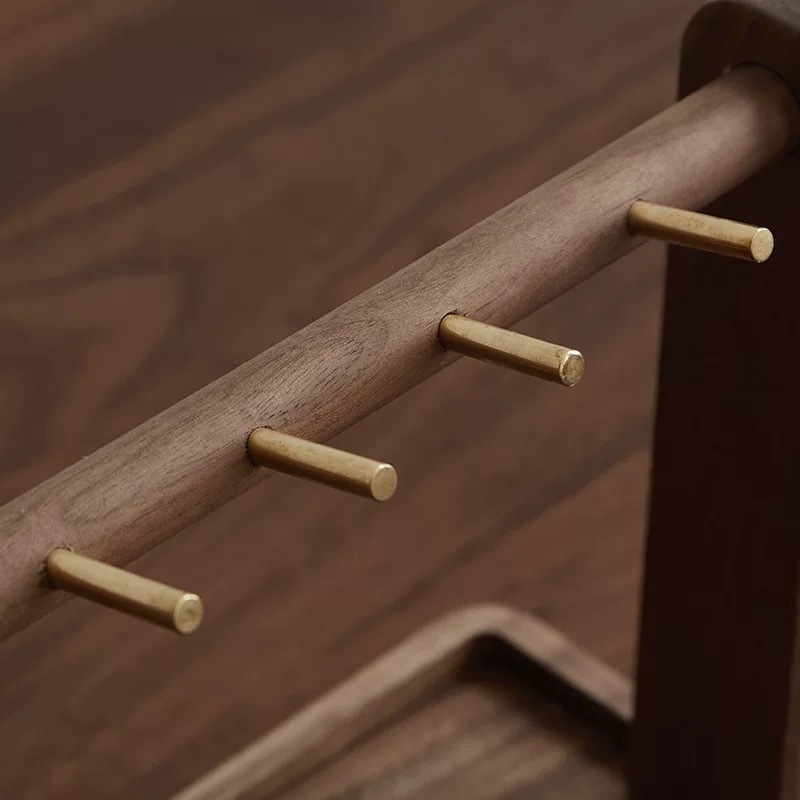 胡桃木玄關置物架首飾掛鉤