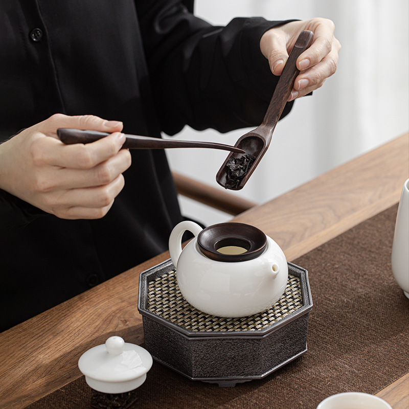 羊脂玉白瓷茶道六君子