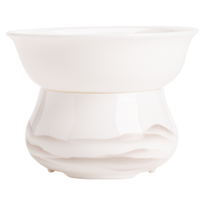 羊脂玉白瓷茶漏全瓷茶水分離器