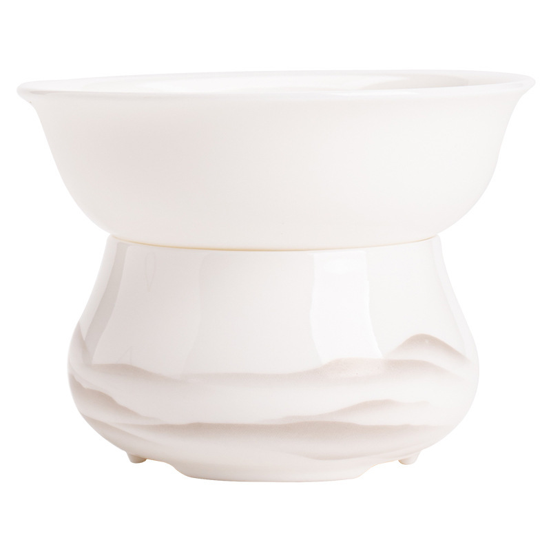 羊脂玉白瓷茶漏全瓷茶水分離器