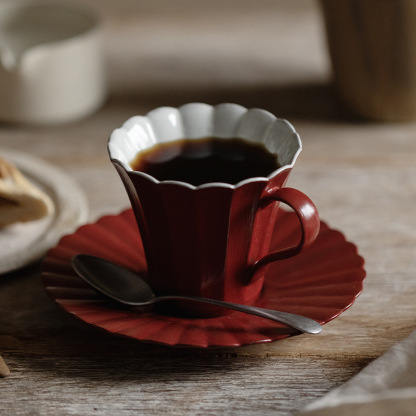 侘寂風粉引手工咖啡杯