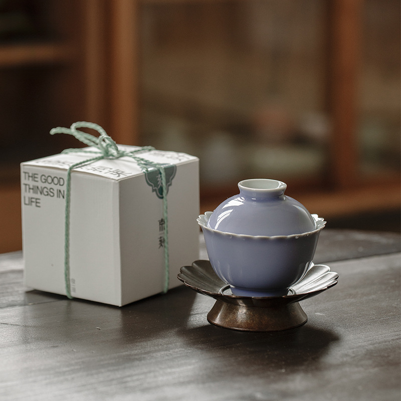 木槿紫菊口三才蓋碗