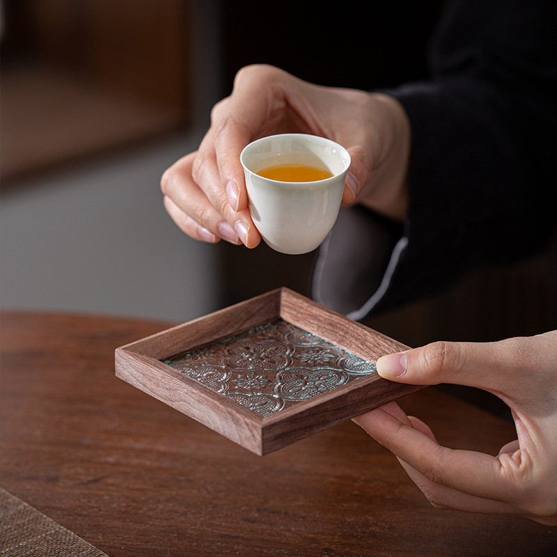 胡桃木窗戶玻璃杯墊