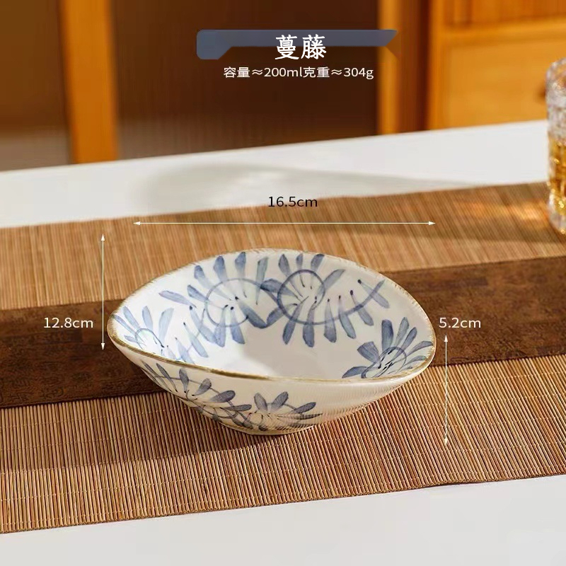 復古手繪不規則元寶盤