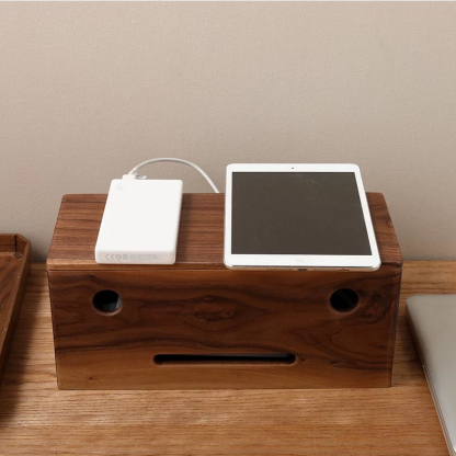 胡桃木插排收納盒