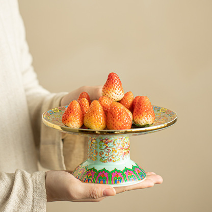 手工琺瑯彩果盤點心盤