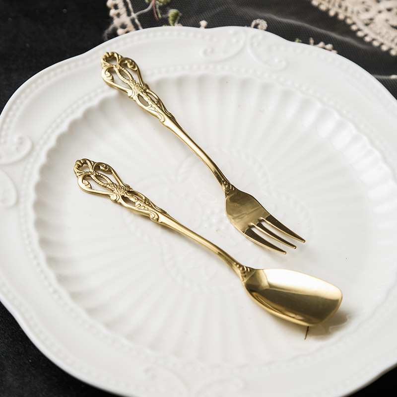 雕花鏤空不鏽鋼咖啡攪拌勺甜品勺