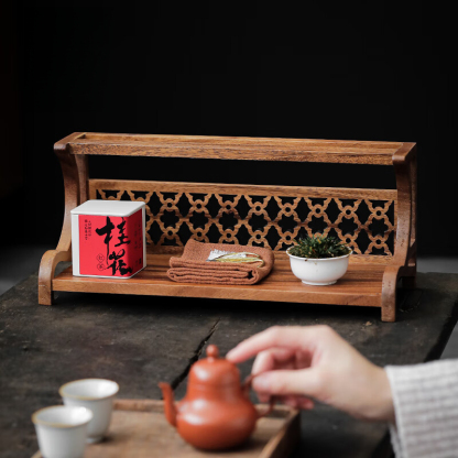 胡桃木茶具收納架
